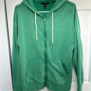 Forever 21 green zip-up hoodie